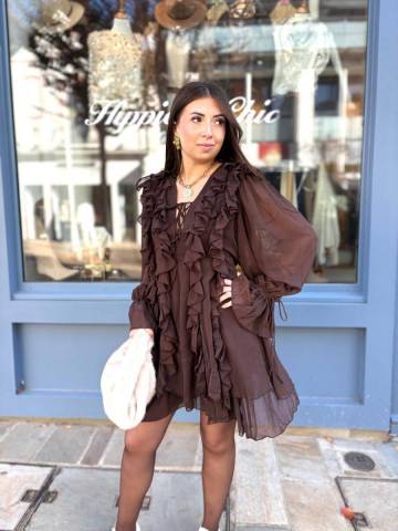 Robe  volants - Chocolat