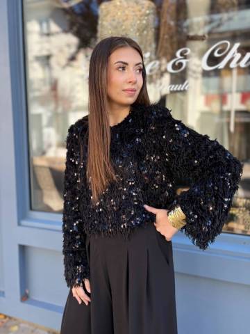 Pull  sequin - Noir