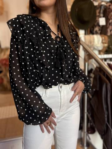 Chemisier  pois - Noir