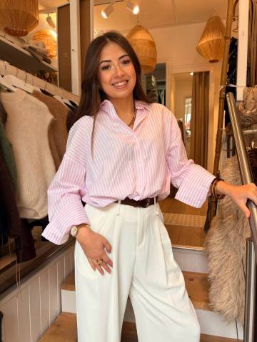 Chemise raye - Rose