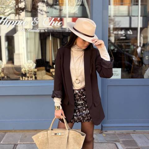 Jupe  sequins - Chocolat